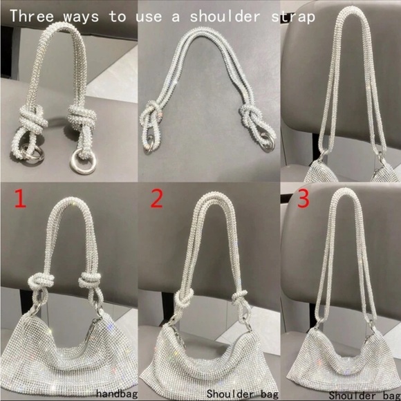 SILVER RHINESTONE LUXURY HANDBAG/SHOULDER BAG
